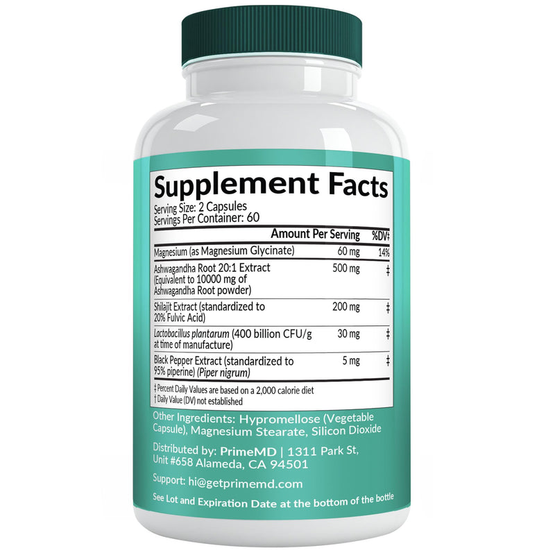 [Australia] - 5-in-1 Cortisol Supplement for Women and Men with Ashwagandha for Calmness, Focus, and Adrenal Support Supplements with Shilajit Extract, Magnesium Glycinate, Probiotics (120 ct) (Pack of 1) 120 Count (Pack of 1) 