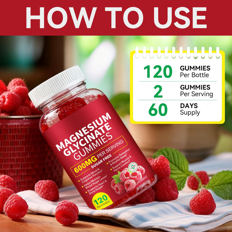 Magnesium Glycinate Gummies,600mg High Absorption Magnesium Supplement for Women,Kids & Adults, 3-in-1 Magnesiums Glycinate Gummies with Malate, Zinc, D3, B6 & Taurine