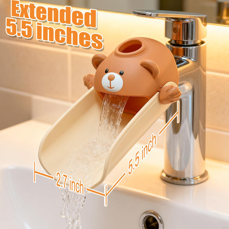 [Australia] - Skyroku Faucet Extender for Toddlers, Sink Extenders with Temperature Sensitive for Kids Hand Washing Sink Faucet Extension,Suitable for Bathroom Sink, Kitchen,Bathtub (Brown) Brown 