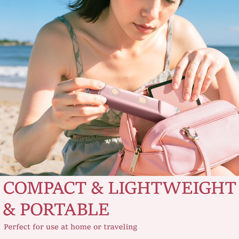 2 in 1 Bikini Trimmer for Women: Electric Razor & Shaver [IPX7 Waterproof] with Dual Heads for Body Pubic Hair - Rechargeable Lady Facial Trimmer for Underarm Leg Arm Face Rose Gold