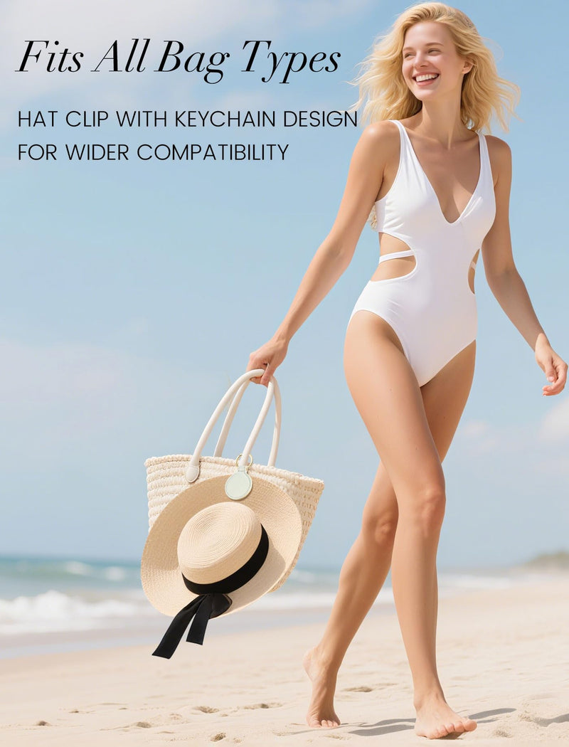Niveaya 2 Pcs Magnetic Hat Clip for Travel on Bag BL | Strong Magnet Hook, Genuine Leather, Hands-Free, Cruise Airport Beach Vacation Traveling Essentials, Gift for Women