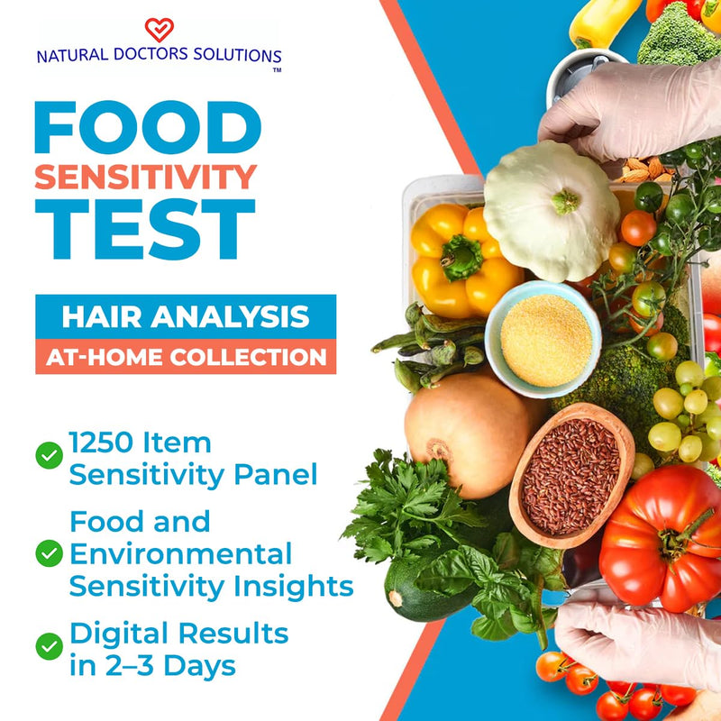 Premium 1250 Item Food Sensitivity Test, Hair Analysis Kit, At Home Collection, Food and Environmental Sensitivity Insights, Digital Results in 2 to 3 Days Premium (1250 Items)