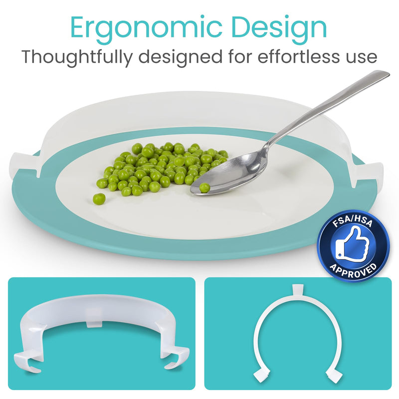 [Australia] - Vive Plate Guard (2 Pack) - Adaptive Equipment No Spill Guards for Eating - One Handed Assistance for Plates, Daily Living Aid for Elderly, Disabled & Parkinsons - Handicap Kitchen Accessories 