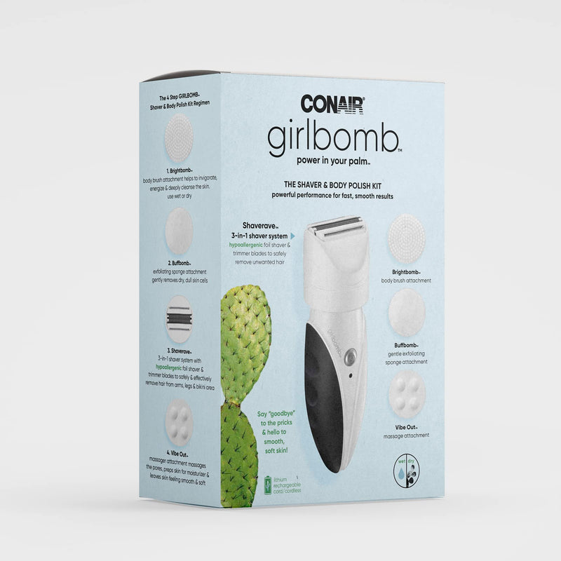 [Australia] - Conair GIRLBOMB Shaver for Women and Body Buffer, Wet/Dry, Lithium Ion Rechargeable 