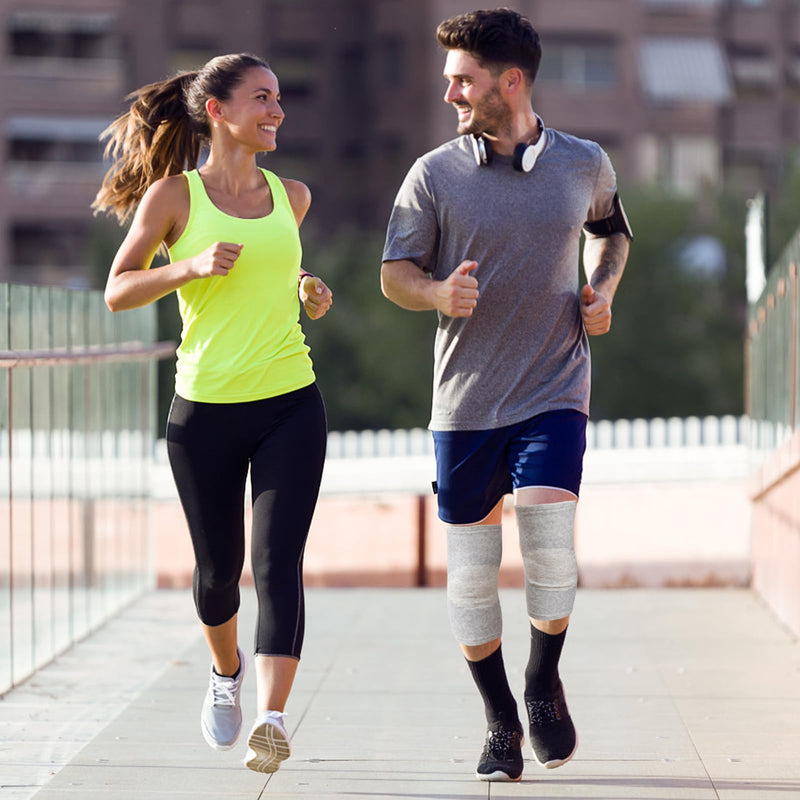 [Australia] - Bamboo knee bandage with compression, bamboo knee bandage, knee bandage for men and women, knee bandages for women, knee bandage for women's arthrosis, knee sleeves, knee orthosis knee bandage sports knee pads (gray, XL) XL gray 