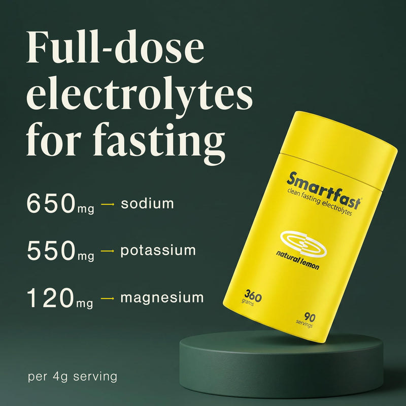 Lemon Electrolytes for Fasting | 90 Serving Electrolyte Powder | 650mg Sodium + Magnesium Glycinate | Zero Sugar | No Artificial Sweeteners