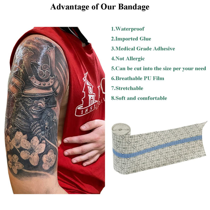 [Australia] - Waterproof Tattoo Aftercare Bandage Roll(6 in x11 yd),Tattoo Wound Healing Wrap,Clear Tattoo Film Dressing,Adhesive Patches for Tattoo Ink & Skin Protection,Tattoo Second Skin,Tattoo Cover Up Tape 