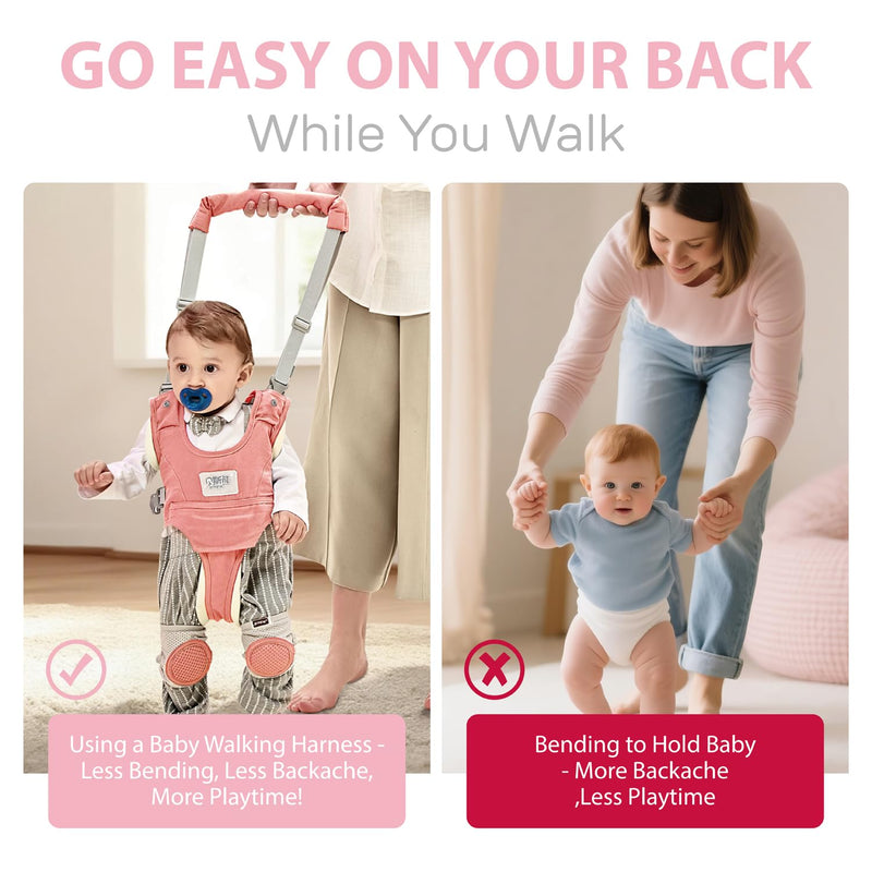 [Australia] - Baby Walking Harness-Handheld Assistant Belt- Toddler Infant Walking Aid for Trainer & Support 7-24 Month Old (All Seasonr-Pink-1819) All Seasonr-Pink-1819 