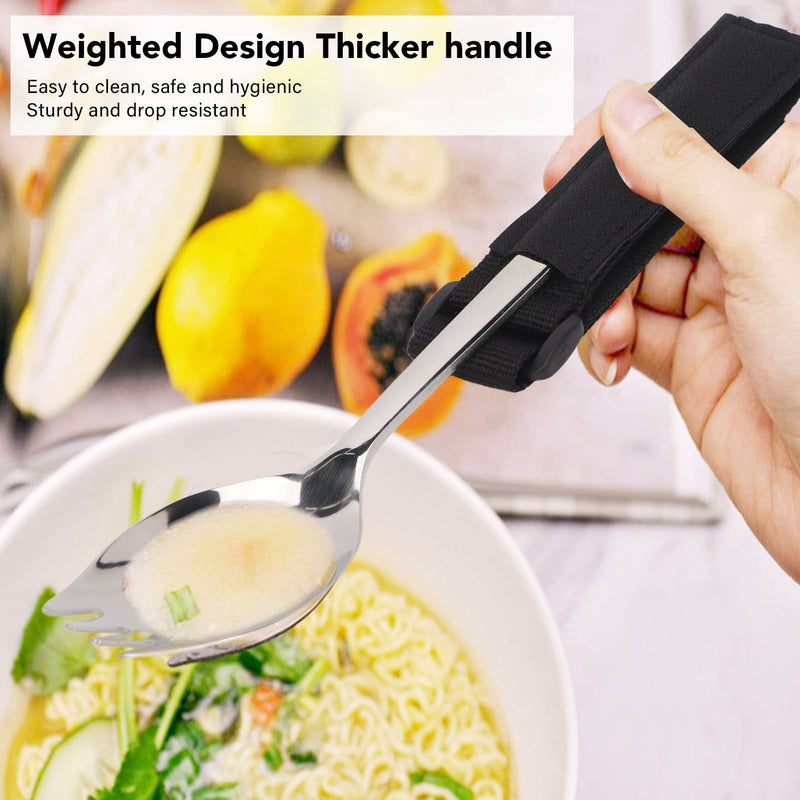 Eating Aids Cutlery, Weighted Handle Easy Grip Adaptive Fork Spoon Drop Resistant for Hand Tremors
