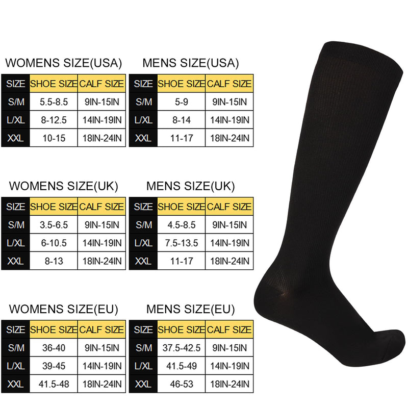[Australia] - Utensilsto 3 pairs of medical compression stockings for men and women 20-30 mmHg, knee socks, long compression socks, compression socks for running, flight, sports, travel, pregnancy, S/M 