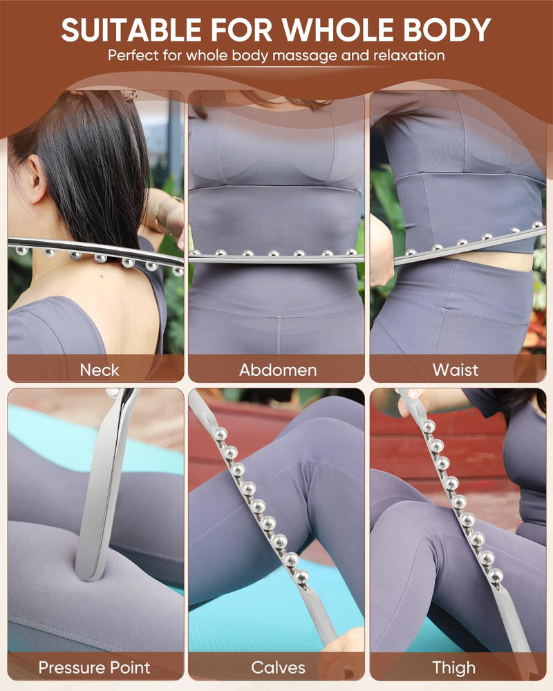 [Australia] - ONUEMP Stainless Steel Gua Sha Stick, Lymphatic Drainage Massager Cellulite Remover, Pressure Point Muscle Scraper Tool, Maderoterapia Kit for Body Sculpting, Fascia Massage, Myofascial Release 