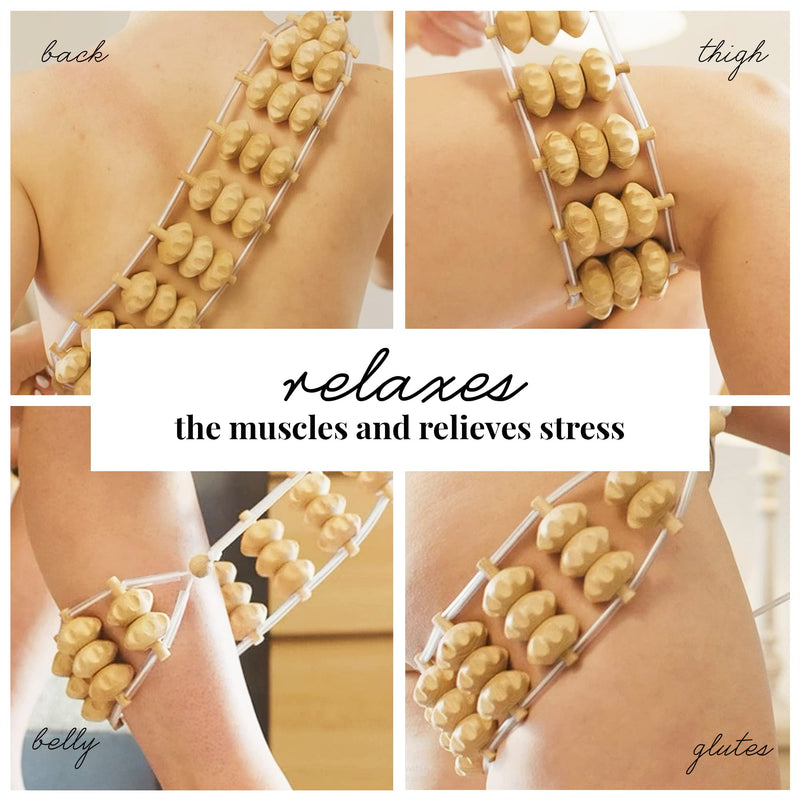 [Australia] - Tuuli Accessories – Back Massager with Rollers and Rope, Multi-Functional Back Roller and Neck Massager, Eases Muscle Tension and Supports Skin Health, Muscle Roller 47.2 inches 