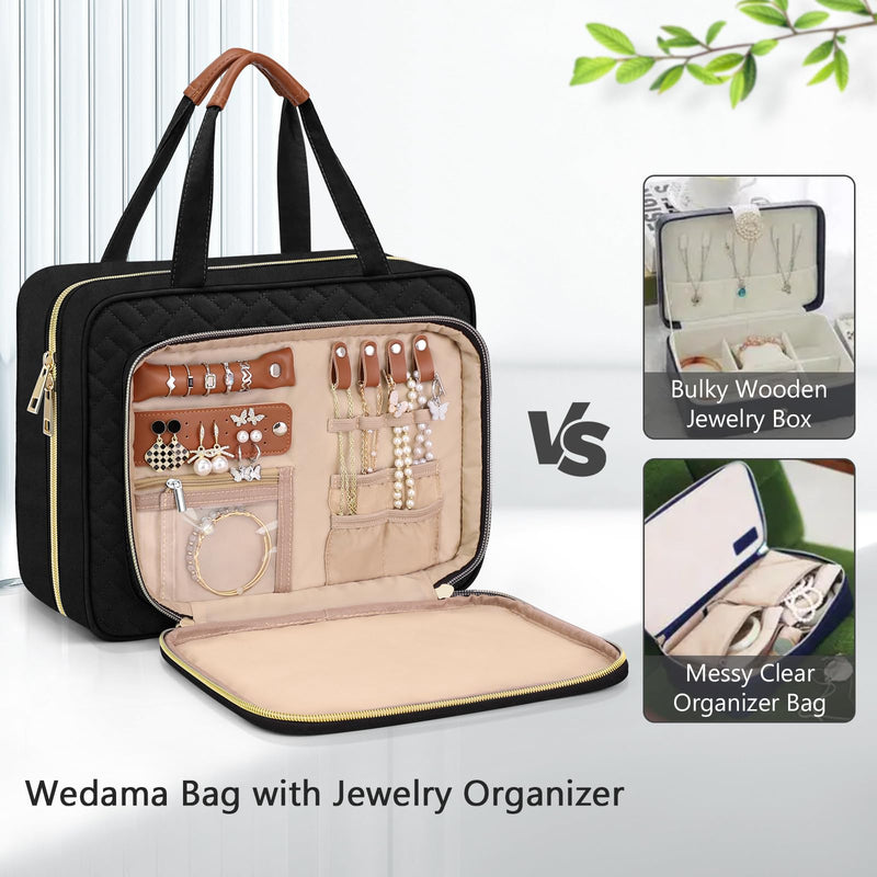Toiletry Bag with Jewelry Organizer Compartment + Large Weekender Bag for Women with Shoe Compartment