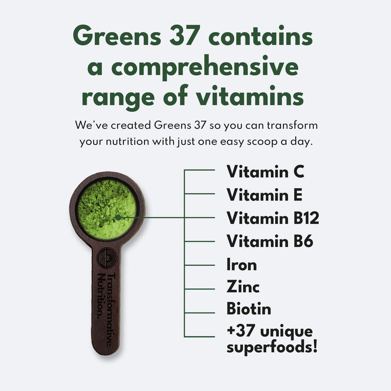 Greens Powder - Made in UK with 37 superfoods - 300g High Dosage Servings - Vegan Gluten Free Greens Powder- Daily Vitamins, probiotics for Gut Health - with KSM-66® Ashwagandha and Lions Mane Original Blend 300 g (Pack of 1)