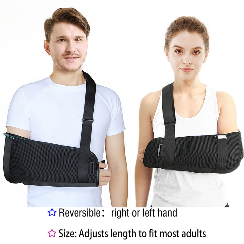 Arm Sling Shoulder immobilizer for Shoulder Injury with Back Belt Men & Women Shoulder Immobilizer Left and Right Arm Lightweight Rotator Cuff Arm Support for Elbow Wrist Injury -(Size L) Updated Large