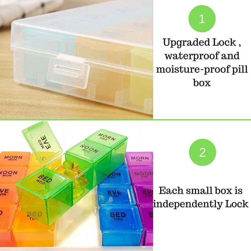 Pill Organizer 4 Times a Day,Premium Weekly Pill Case Medicine Organizer Box 7 Days 28 Compartment to Hold Vitamins Medicine Organizer Box