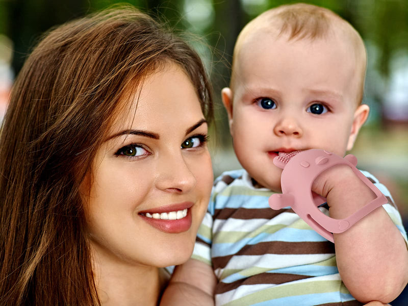 [Australia] - Socub Silicone Baby Teether Toy for Infants 3+ Months, BPA Free Anti-Drop Silicone Mitten Teething Toy for Soothing Sore Gums, Baby Chew Toys for Sucking Needs, Dusty Blue 