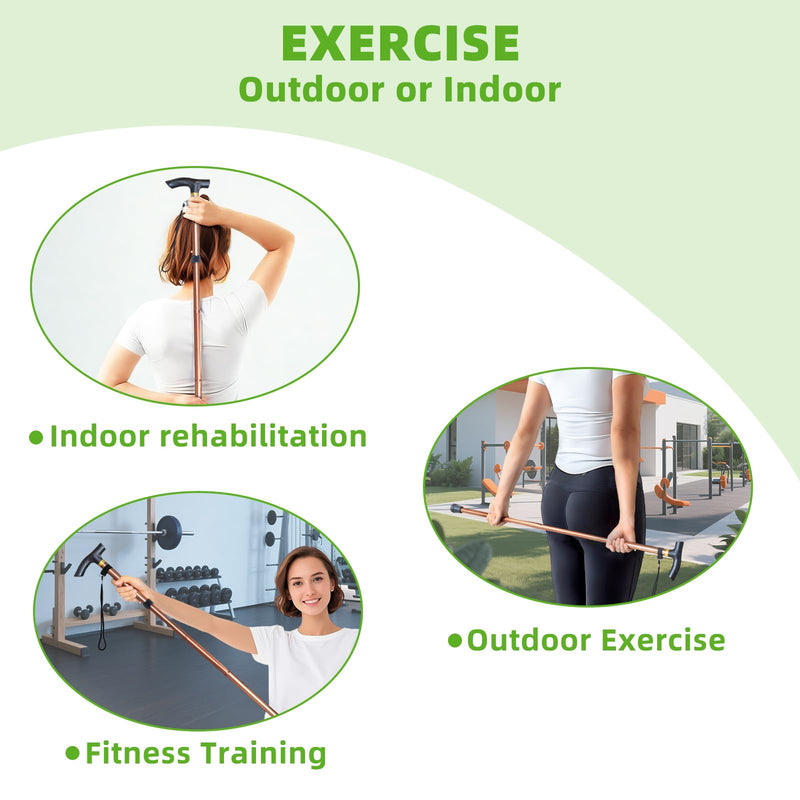 Shoulder Pulley for Physical Therapy, Foldable Shoulder Wand Rotator Cuff Rehab – Portable & Shoulder Reliever with Hook, Lightweight Stretching Tool – Durable Shoulder Exercise Equipment (Gold) Gold