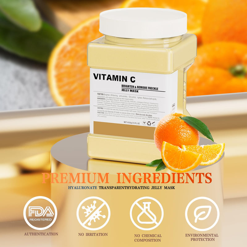 Jelly Mask for Facials Professional,Vitamin C Jelly Face Mask,Brightening & Hydrating Mask, Nourishing & Tightening, Anti-Aging & Acne Treatment, Face Skin Care Bowl Set DIY Spa 23 Fl Oz VitaminC