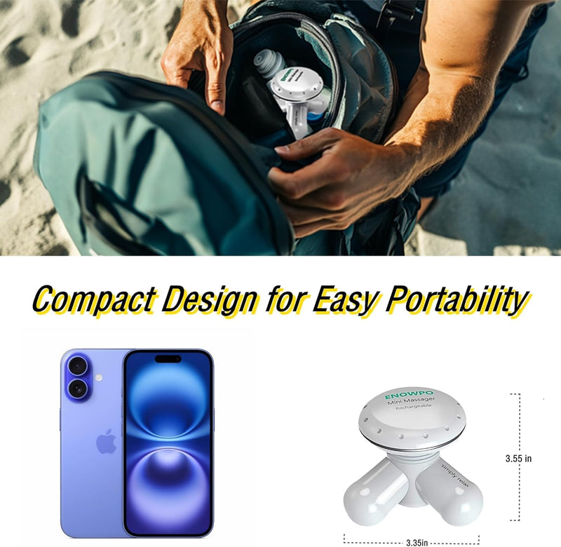 [Australia] - Handheld Mini Massager Hand Held Full Body Personal Massager Percussion Muscle Pain Relief for Neck, Back, Shoulder, Hand Massage Tools Cordless Massagers Vibrating-White White 