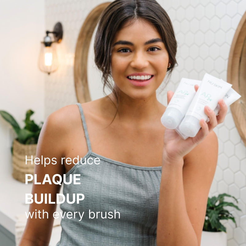 Nu Skin AP 24 Whitening Fluoride-Free Toothpaste | 4 Oz | 1 Pack | Vanilla mint flavor, no peroxide or fluoride | Enamel-safe | Brightens teeth, removes surface stains, and fights plaque 4 Ounce (Pack of 1)
