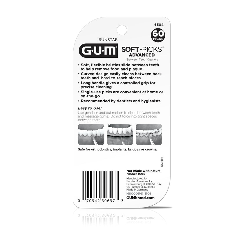 [Australia] - GUM Soft-Picks Advanced, Easy to Use Dental Picks for Teeth Cleaning and Gum Health, Disposable Interdental Brushes with Convenient Carry Case, Dentist Recommended Dental Picks, 60ct (3pk) Original 60 Count (Pack of 3) 
