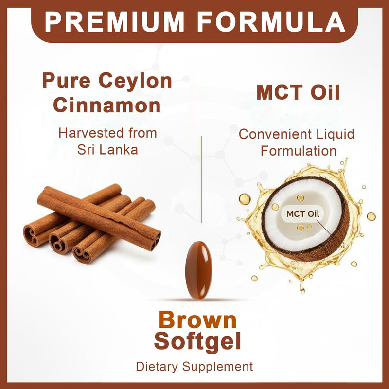 Ceylon Cinnamon Softgels with MCT Oil – 600mg Cinnamomum Verum Extract, Easily Absorbed Formula for Daily Wellness Support,300 Softgels, Non-GMO, Gluten Free Food Supplement 1 count (Pack of 300)