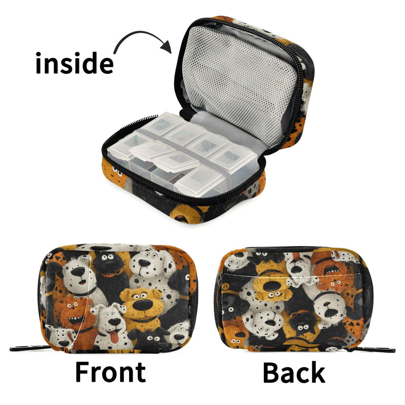Ollabaky Pill Organizer Halloween Dogs Travel Pill Cases Bag Portable Pill Container 7 Days Pill Box Organizer Vitamin Supplement Holder for Family Business Dog