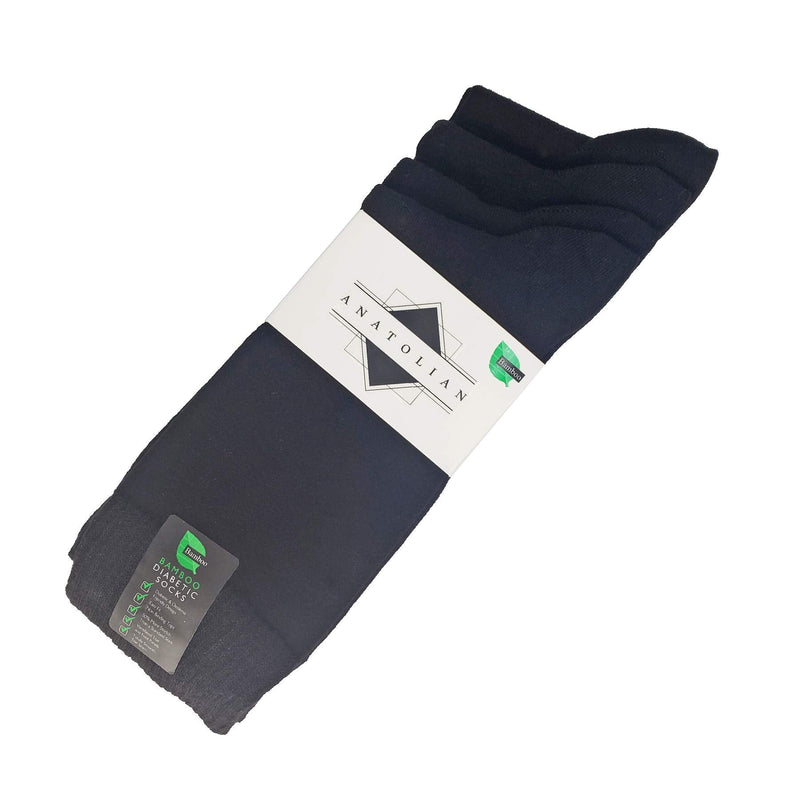 [Australia] - anatolian DIABETIC DRESS SOCKS Comfortable Soft - Men Women - Non constricting to ease circulation Neuropathy Maternity (Black 4 Pairs) Black 4 Pairs 