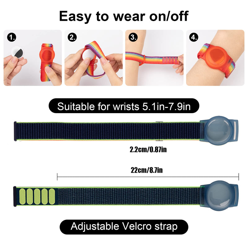 [Australia] - Kids Wristband Compatible with Apple AirTag, Protective Case for Air Tag GPS Tracker Holder with Nylon Bracelet, Adjustable Anti Lost Watch Band for Toddler Child Elder (Dark Blue) Dark Blue 