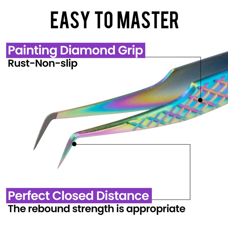 Fiber Tip Lash Tweezers For Eyelash Extension 4 Pcs Tweezers Professional Artist Tech Work Kit Tools,Best Volume Eyelash Lashes Extensions Precision Supplies Volume Boot 90 45 Degree(Multi) Multi