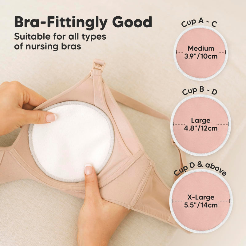 [Australia] - Reusable Nursing Pads for Breastfeeding, 14-Pack - 4-Layers Viscose Derived from Bamboo Nursing Pads, Breastfeeding Pads, Washable Breast Pads, Organic Maternity Pads, Nipple Pads (Lovelle, L 4.8") Lovelle Large 4.8" 