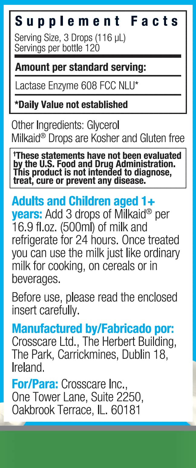 [Australia] - Milkaid Junior Lactase Enzyme Chewable Tablets Lactase Drops for Lactose Intolerance Relief | Prevents Gas, Bloating, Diarrhea in Children | Fast Acting Dairy Digestive Supplement | 