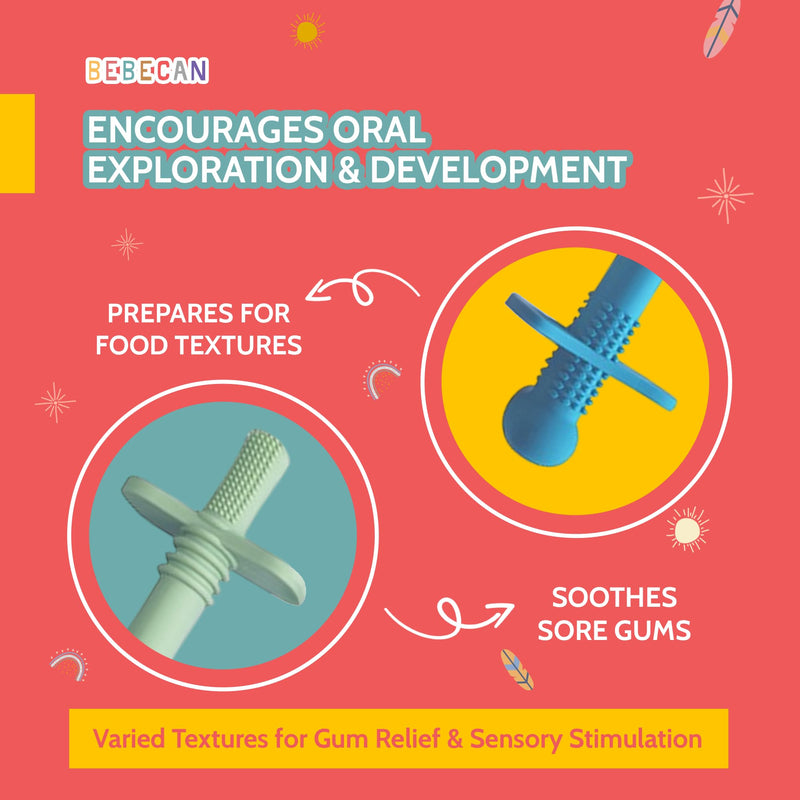 [Australia] - Shielded Teething Tubes ‚Äì Baby Teething Relief 0-36 Months, Anti-Choking Design, Clip-Attachable, BPA-Free Silicone, 5 Soft Tubes + 2 Teether Clips + 2 Brushes + Storage Bag 