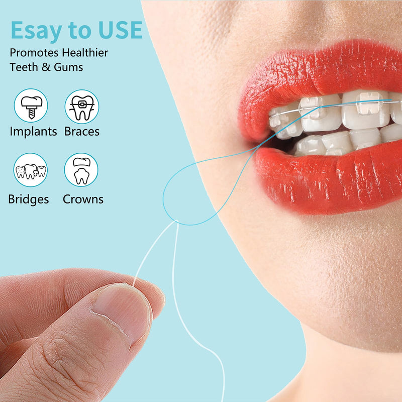 [Australia] - WLLHYF Pack of 100 Dental Floss Threaders, Biodegradable Threader Multifunctional Nylon Loop Design for Your Teeth Deep Clean Dental Floss for Braces, Bridges and Implants (Blue+Green) Blue+Green 