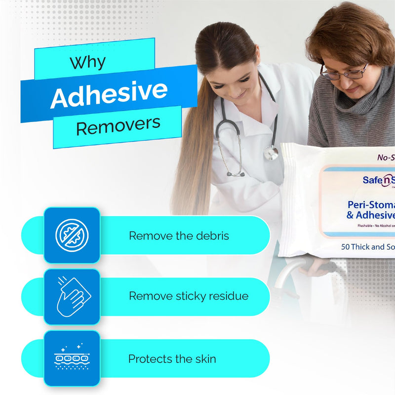 [Australia] - Safe n' Simple Adhesive Remover Wipes - 50 Large No-Sting Skin Prep Wipes Medical Skin Adhesive Remover - Adhesive Removing Wipes for Skin - Non-Alcohol 50 Count (Pack of 1) Alcohol-Free (Resealable) 