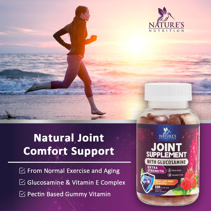 [Australia] - Nature's Joint Support Gummies Glucosamine Plus Vitamin E - Joint Support Supplement for Occasional Discomfort for Back, Knees & Hands - Joint Health & Flexibility Supplement - 120 Gummies 120 Count (Pack of 1) 