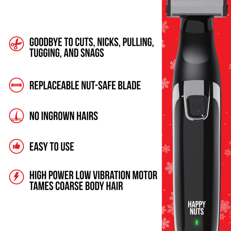 [Australia] - HAPPY NUTS The Ballber™ Electric Body Hair Trimmer for Men - Mens Body Groomer Kit for Privates - IPX7 Waterproof Shaver for Hard to Reach Areas 