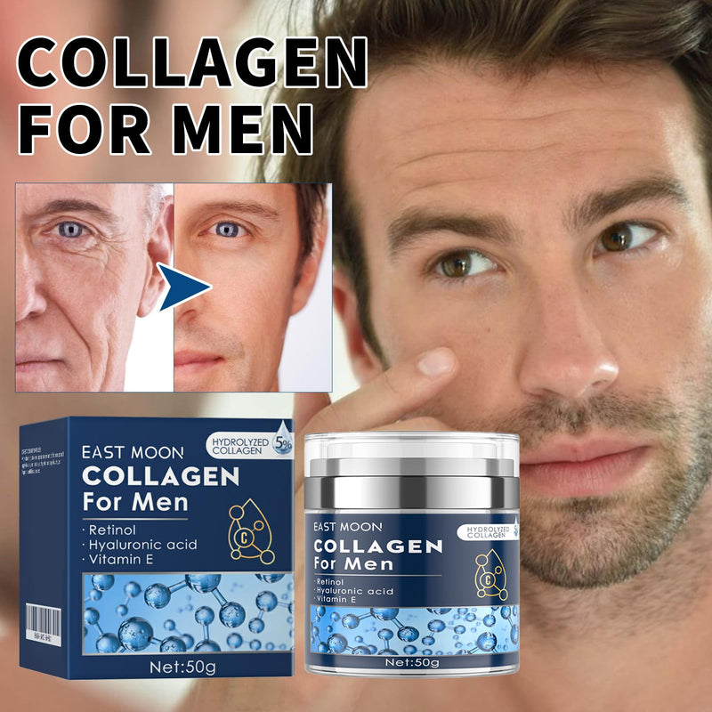 AMALIA Collagen Cream for Men, Anti-Aging Face Moisturizer with Retinol, Hyaluronic Acid and Vitamin E, 50g