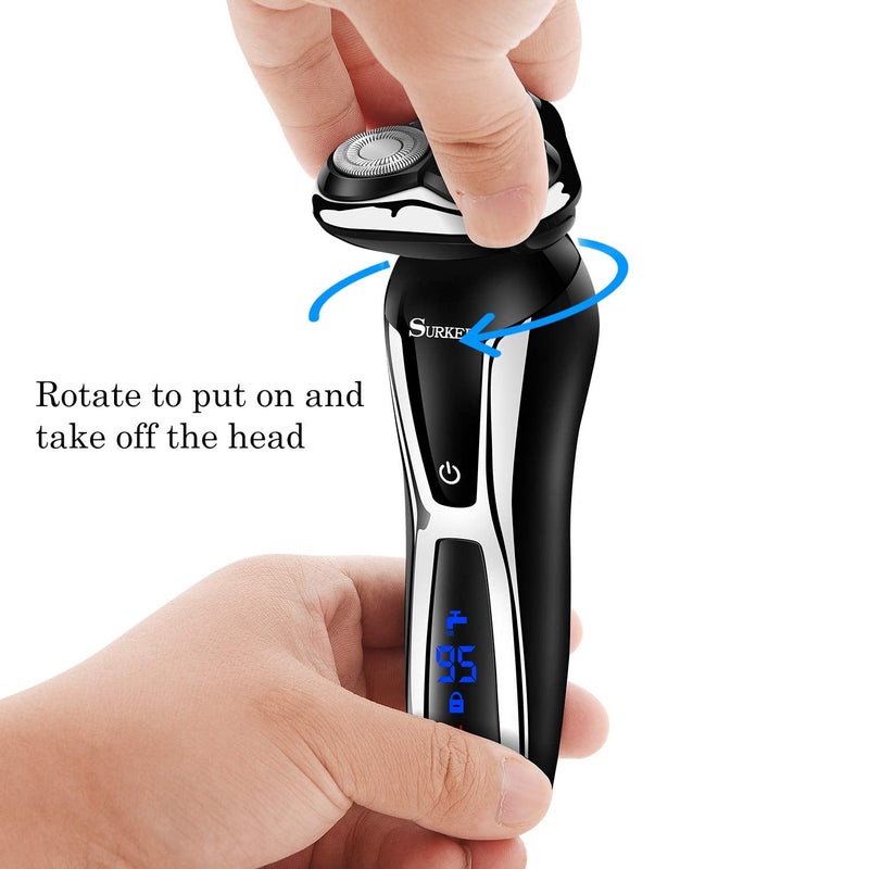[Australia] - SURKER Electric Shaver Razor Cordless Beard Trimmer for Men Nose Hair Trimmer 3 in 1 Grooming Kit Plus 1 Facial Cleansing Brush Waterproof USB Rechargeable Dry Wet 