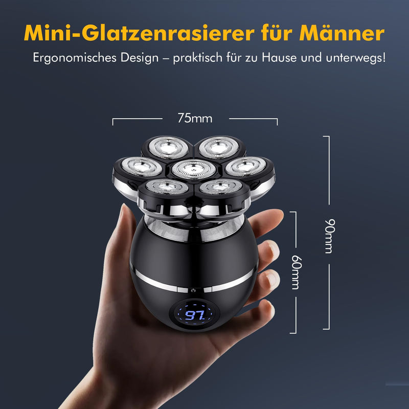 [Australia] - ETENTOUS Men's Electric Bald Shaver, 7D Electric Shaver for Men - 6 in 1 Head Shaver for Men with Bald Head IPX7 Waterproof Beard Nose Hair Trimmer Care Kit - Wet & Dry Head Shaver Bald Head. 7d-black 