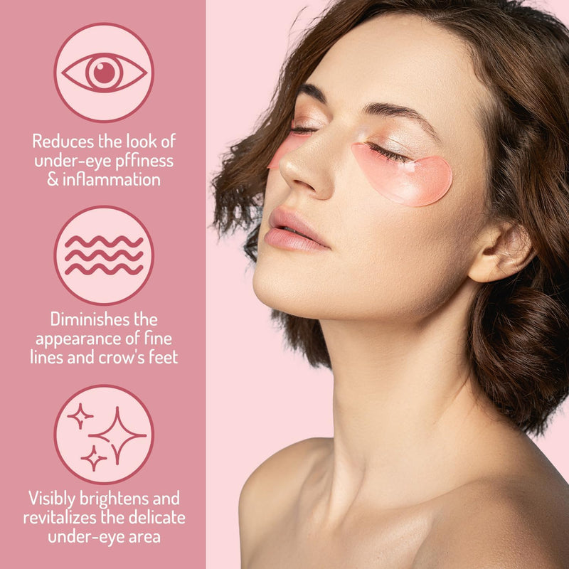 AOAO Revitalizing Niacinamide & Vitamin C Eye Masks, Brightening & Anti-Dark Circles, with Alpha-Arbutin & Hyaluronic Acid, Dark Circle Corrector, Pink Hydrating Under Eye Patches, 60 Pcs