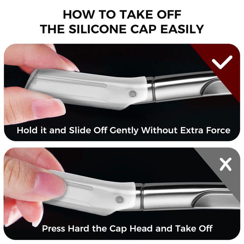 [Australia] - ZOMCHI Eyebrow Razor and Face Razor for Women and Men, Reusable Metal Handle with 11 Refill Blades, Dermaplane Razor with Protective Silicone Cap, Eyebrow Hair Trimmer - Polished Silver 