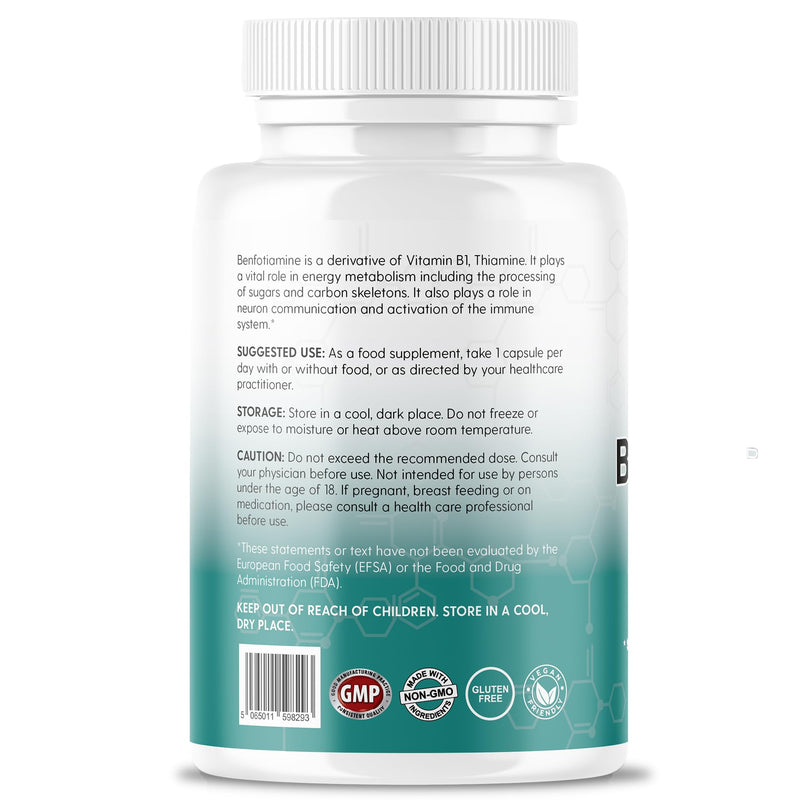 Vinco Benfotiamine 300mg - Vitamin B1 Thiamine High Strength for Heart & Kidney Support, 120 Vegan Capsules, Enhanced Cognitive Function, Energy & Antioxidants, Gluten & Allergen-Free - Made in UK