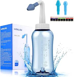 Neti Pot,Sinus Rinse Kit,Neti Pot Sinus Rinse,300ml Neti Pot Sinus Rinse Kit with 60 Packets Nasal Wash Salt and Thermometer Sticker, Nasal Sinus Rinse Kit for Adult & Kid (300ml)