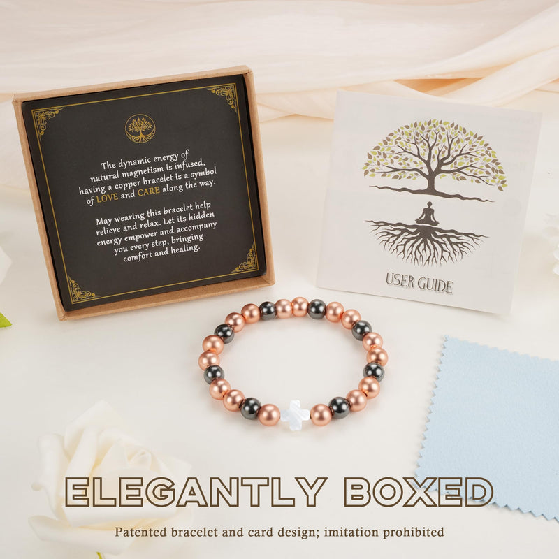 [Australia] - Copper Bracelets for Women and Men, Magnetic Bracelets for Women and Men with 3500 Gauss Magnetic Beads 99.9% Pure Cooper Christian Jewelry Pulsera de Cobre Para Hombres Copper Jewelry Women 6.5"-8" 