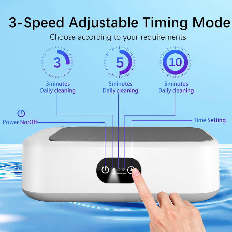 [Australia] - Jewelry Cleaning Ultrasonic Machine with 3 Modes Timer, 40W 22oz (640ml) 49KHz Portable Professional Jewelry Cleaning Ultrasonic Eyeglass Cleaner for Watches, Dentures, Ring, Razor,Makeup Brush White 
