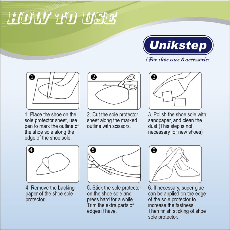 [Australia] - UNIKSTEP 4 pieces shoe sole protectors - wave design - shoe bottom and self-adhesive anti-slip pads on the heel (black) black 