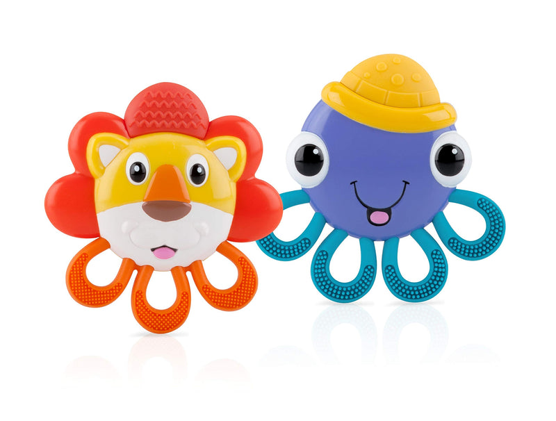 [Australia] - Nuby Vibe-eez Vibrating Teether - Battery Powered - Textured Surface and Easy to Grasp Toy for Baby Teething Relief - 3+ Months - Octopus 