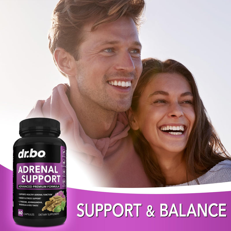 [Australia] - Adrenal Support Cortisol Manager Supplement - Adrenal Fatigue Supplements for Women & Men with Natural Adaptogen Ashwagandha Holy Basil Rhodiola L Tyrosine Complex Adrenal Cortisol Health - 60 Pills 
